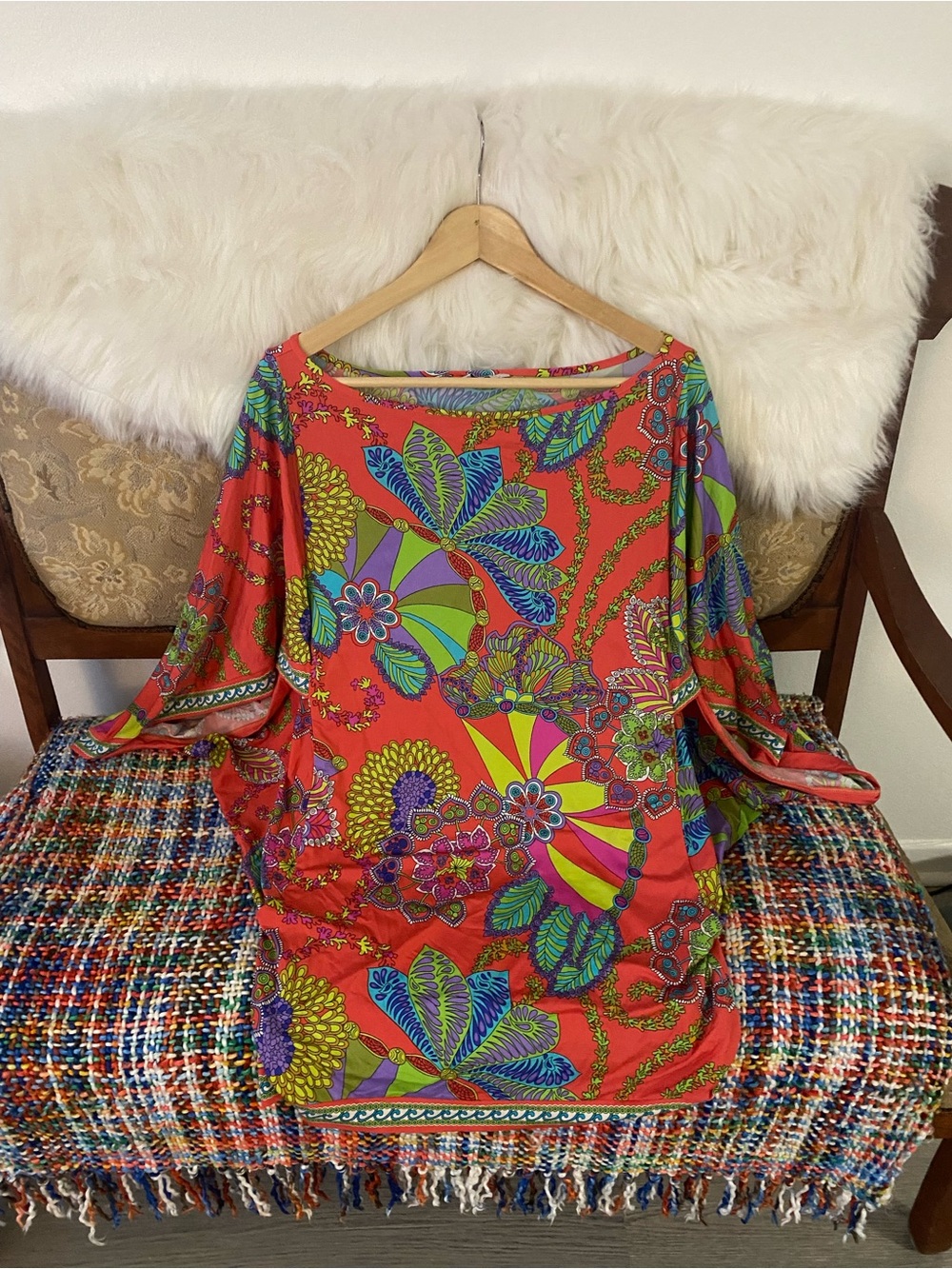 Women's Trina Turk Red Floral Paisley Boatneck Top